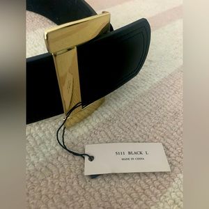 5111 Black Genuine Leather Belt L, new w/tags